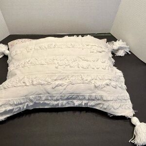 Set of 2 white chenille shams shabby chic boho (toss pillow size)